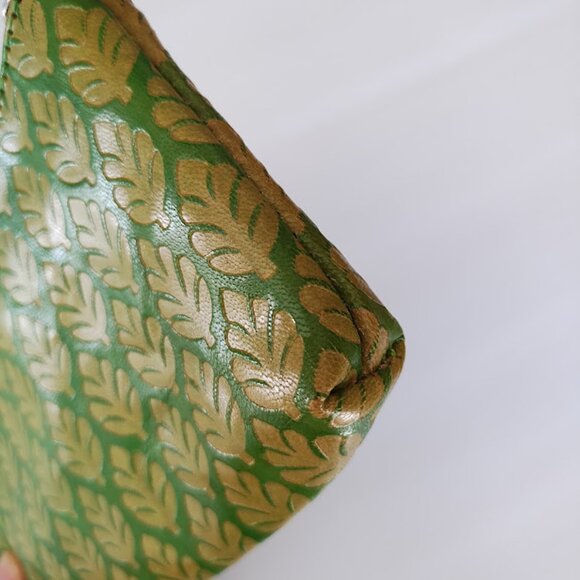 Blithe Leather Embossed Clutch in Green and Dark Yellow - Picture 11 of 13